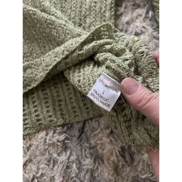 Lumiere Green Knit Sweater Sz L Boho Peasant Lagenlook - Picture 4 of 5